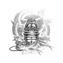 A cannon integrated into a larger military-themed sleeve tattoo tattoo design idea