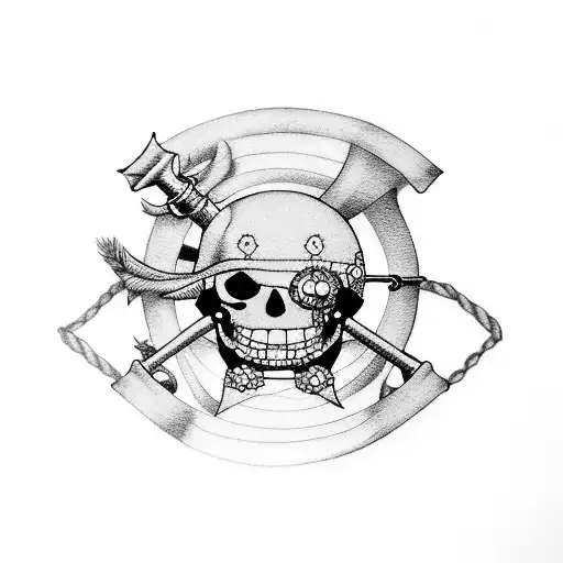 jolly roger one piece bordados con color  tattoo design idea
