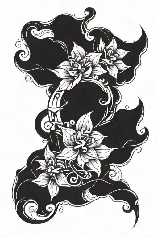 draw a sketch of the tattoo. The tattoo should be symmetrical, located on the back and arms to the elbow. Description of tattoo design idea