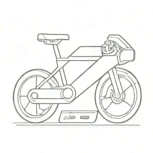 A minimalist tattoo design featuring a sleek bike intertwined with gaming controller elements tattoo design idea