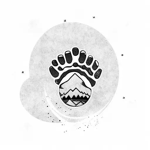 bear paw, sky, mountains tattoo design idea