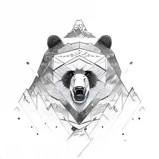 bear claw, sky, mountains tattoo design idea