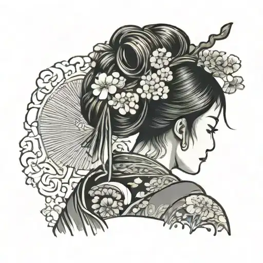 tattoo on the back Japanese geisha vibe tattoo design idea