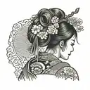 tattoo on the back Japanese geisha vibe tattoo design idea