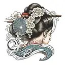 tattoo on the back Japanese geisha vibe tattoo design idea
