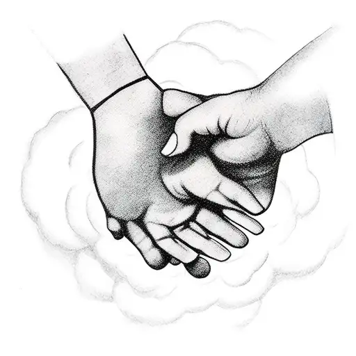 heaven touching earth, a hand reaching out and gently grabbing a hand from earth tattoo design idea