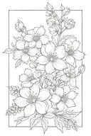 bouquet with daisys gladilous delphinium rose flowers  tattoo design idea