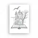 Fantasy book tattoo design idea