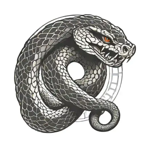 snake eating itself in a circle tattoo design idea