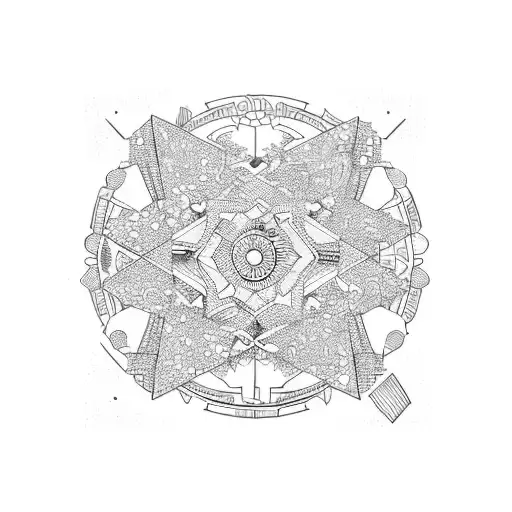 horizon new world game in trash polka design tattoo design idea