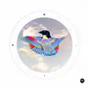 time travelling flying crow tattoo design idea