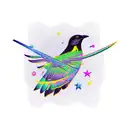 time travelling flying crow tattoo design idea