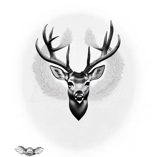 deer forest tattoo design idea