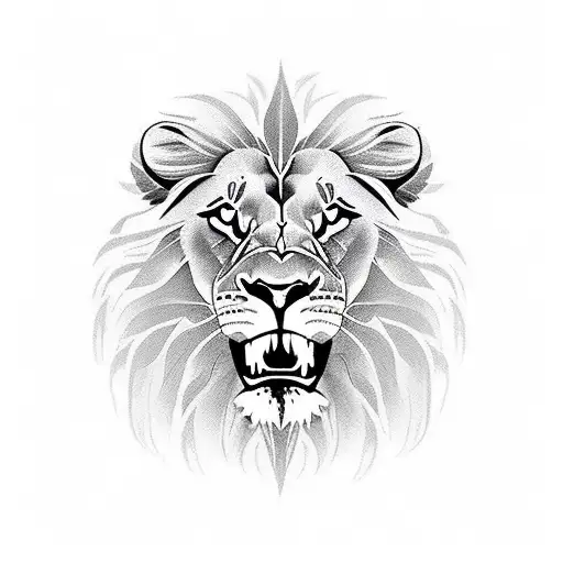 Lion face in bamboo. full sleeve tattoo design idea