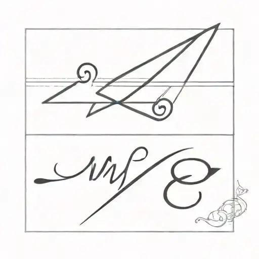 infinity sign with initials and hearts and a paper airplane tattoo design idea
