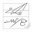 infinity sign with initials and hearts and a paper airplane tattoo design idea