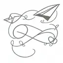 infinity sign with initials and hearts and a paper airplane tattoo design idea