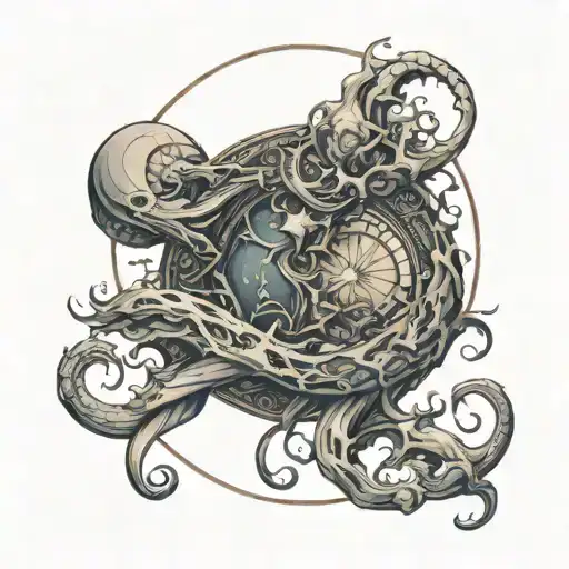 3 body problem mixed with Elden ring  tattoo design idea