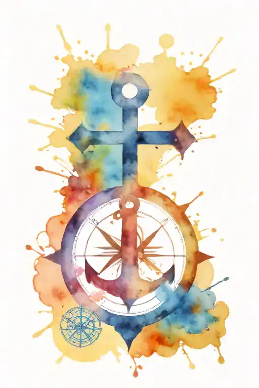 cross, compass, navy anchor tattoo design idea