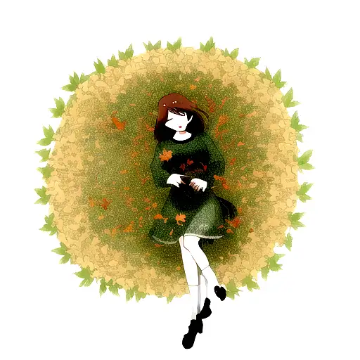 Leaves falling above a flower tattoo design idea