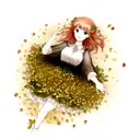 Leaves falling above a flower tattoo design idea