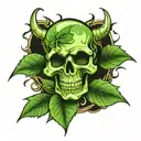 skull and pot leaf tattoo design idea