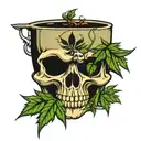 skull and pot leaf tattoo design idea