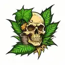 skull and pot leaf tattoo design idea