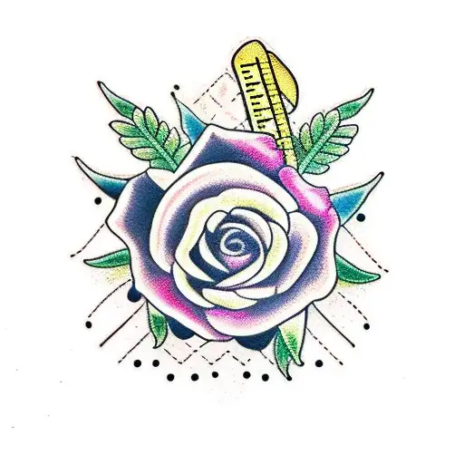 ruler with flowers tattoo design idea