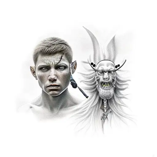 david and Goliath  tattoo design idea