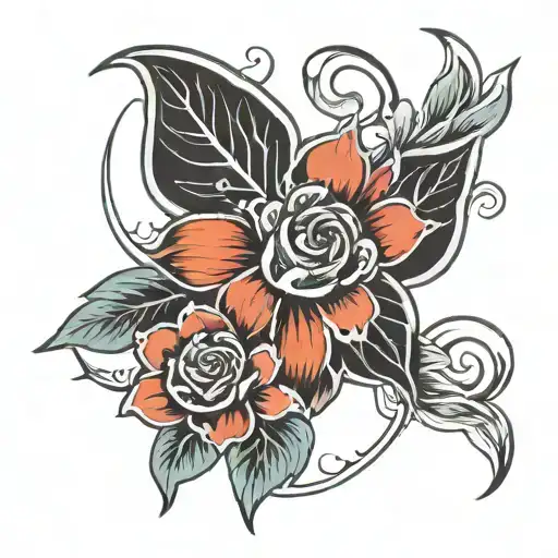fine line tattoo flower with que sera sera note intertwined tattoo design idea