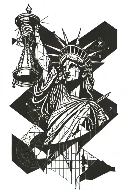 statue of liberty holding scales of justice   tattoo design idea
