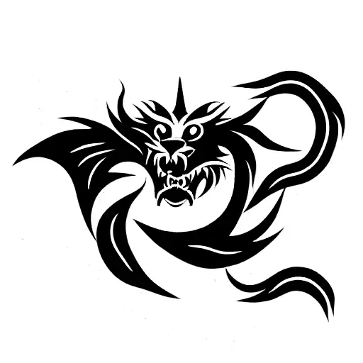 half dragon half lion minimal chic art sexy tattoo design idea