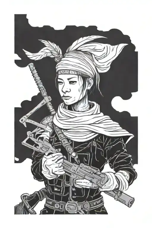 Nomad costume from the game Rust Game thompson submachine gun tattoo design idea