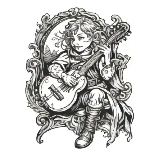 halfling bard that's dnd inspired tattoo design idea