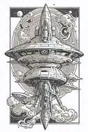 Spaceship tattoo design idea