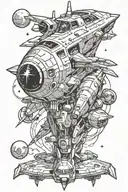 Spaceship tattoo design idea
