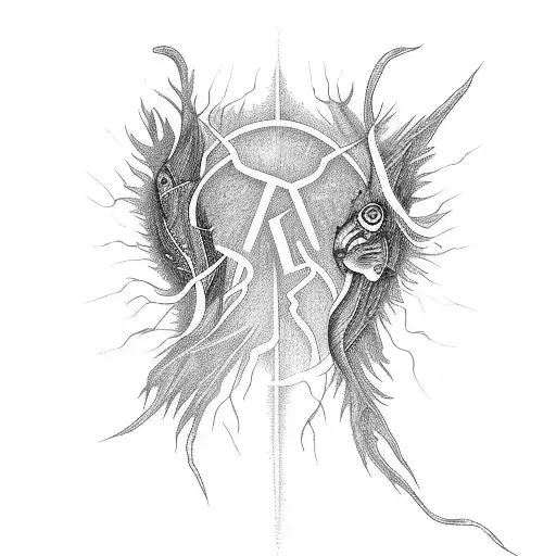 Willow Tree, Lightning Bolt, Pisces tattoo design idea