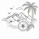 Antioquia mountains in the background and main feature a wax palm and a small compass tattoo design idea