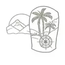 Antioquia mountains in the background and main feature a wax palm and a small compass tattoo design idea