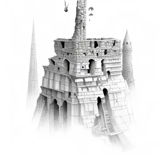 onion knight climbs crumbling tower tattoo design idea