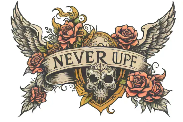 never give up tattoo design idea
