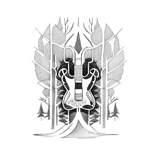 Forest guitar tattoo design idea