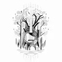 Forest guitar tattoo design idea