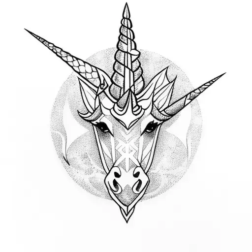 cristal ball with siren and unicorn tattoo design idea