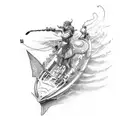 person riding a siren tattoo design idea