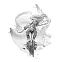 person riding a siren tattoo design idea