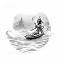 person riding a siren tattoo design idea