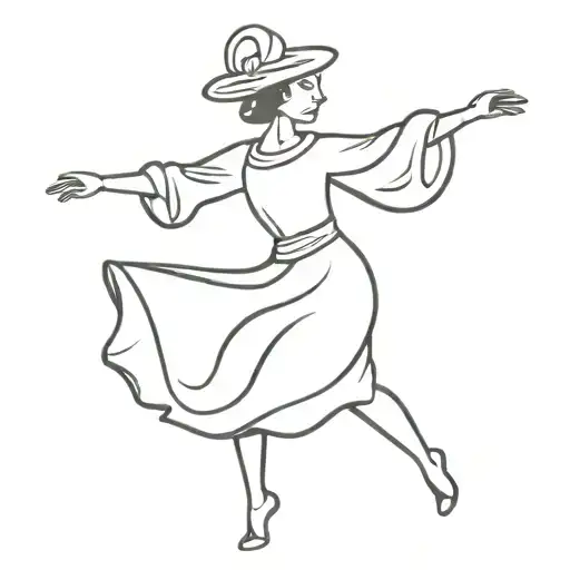 A stylized silhouette of a Basque dancer performing a traditional dance With the traditional costume tattoo design idea