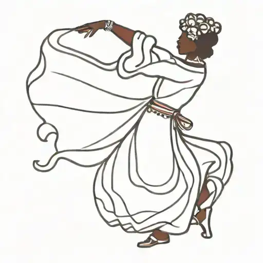 A stylized silhouette of a Basque dancer performing a traditional dance With the traditional basque costume tattoo design idea